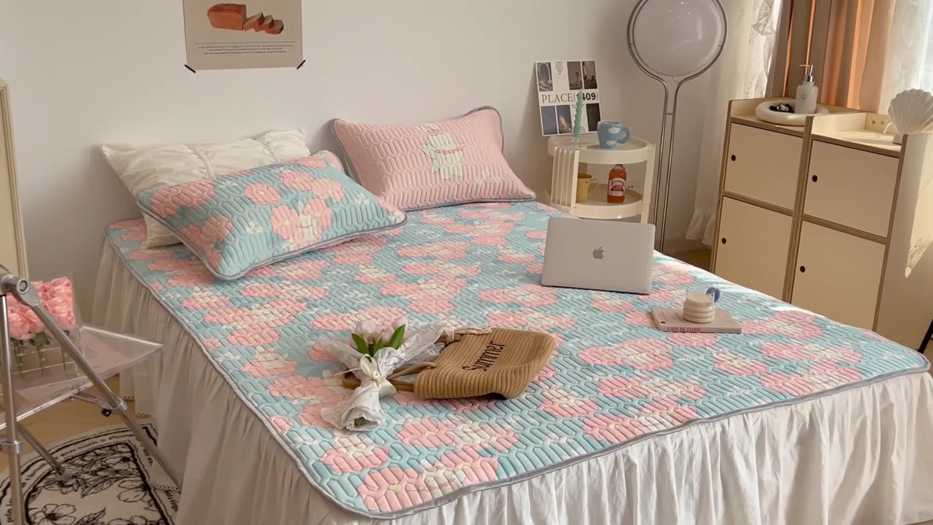 91家纺网 家纺一手货源 找家纺 昔可 2022新款圆网乳胶凉席 花仙子