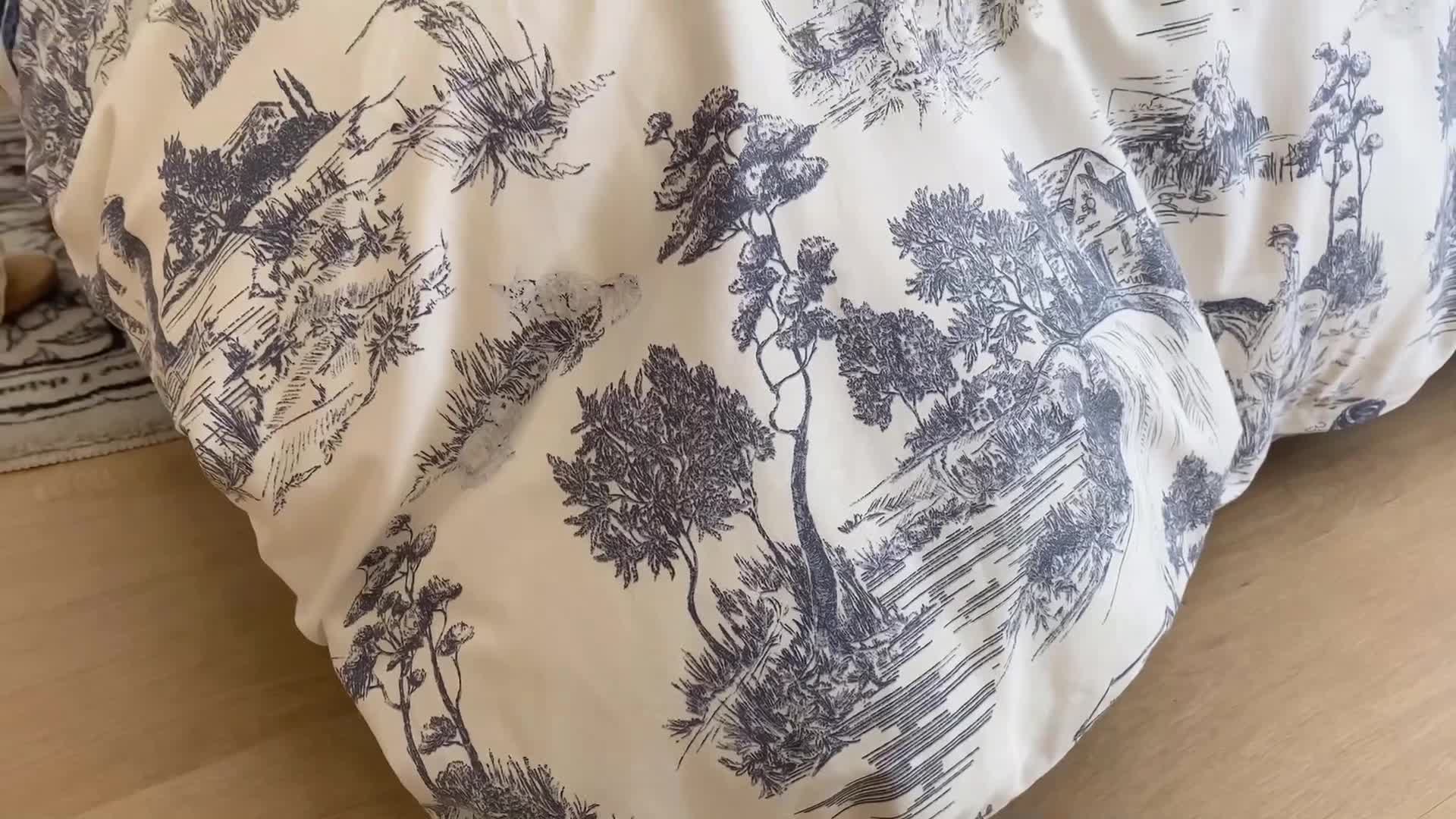 91家纺网 家纺一手货源 找家纺 昔可 2022新款英式庄园风全棉四件套 路易莎