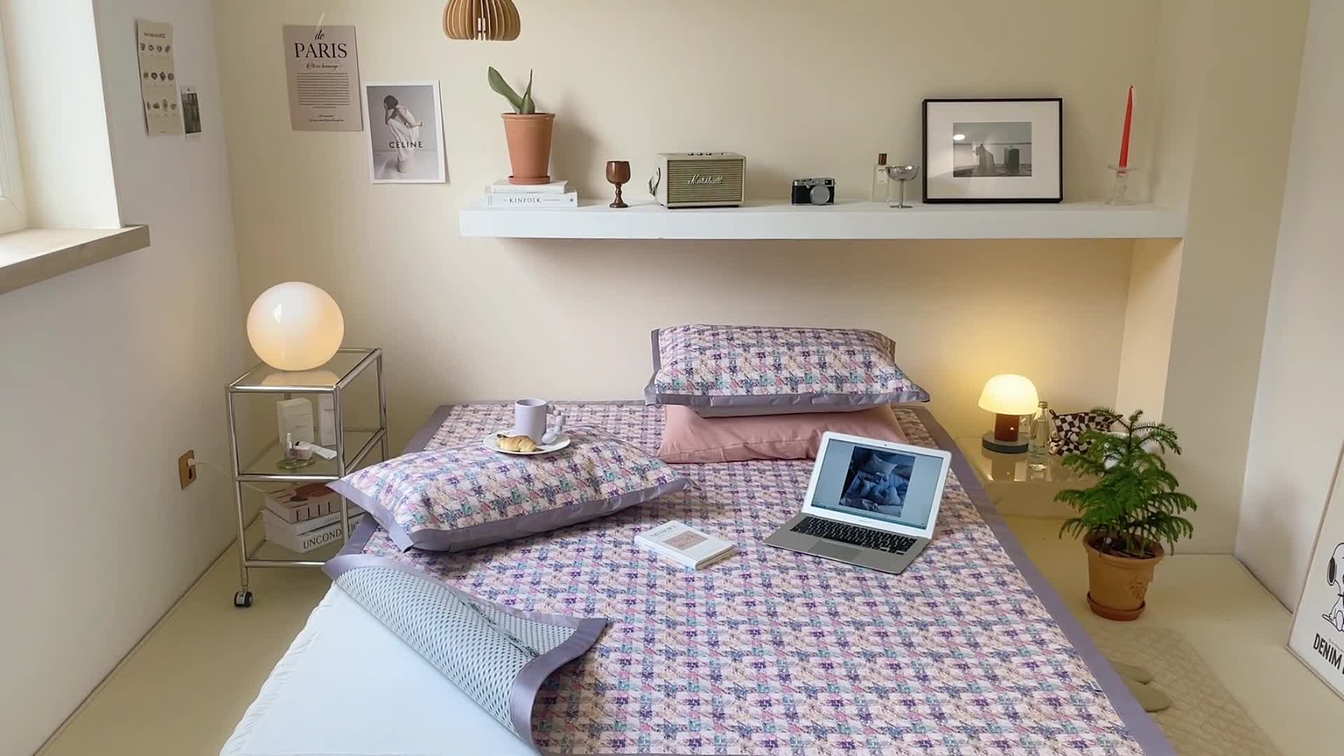 91家纺网 家纺一手货源 找家纺 昔可 2022新款900D数码印花冰藤养生席 香香紫