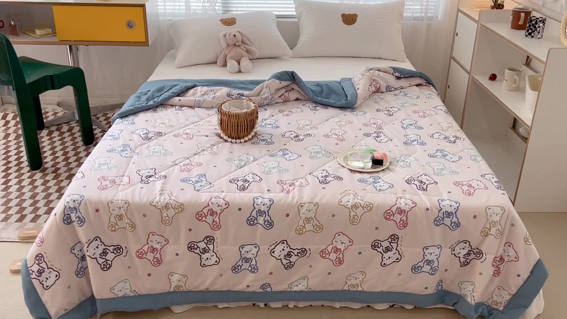 91家纺网 家纺一手货源 找家纺 昔可 2022新款水洗亲肤夏被子被芯 炫彩熊宝