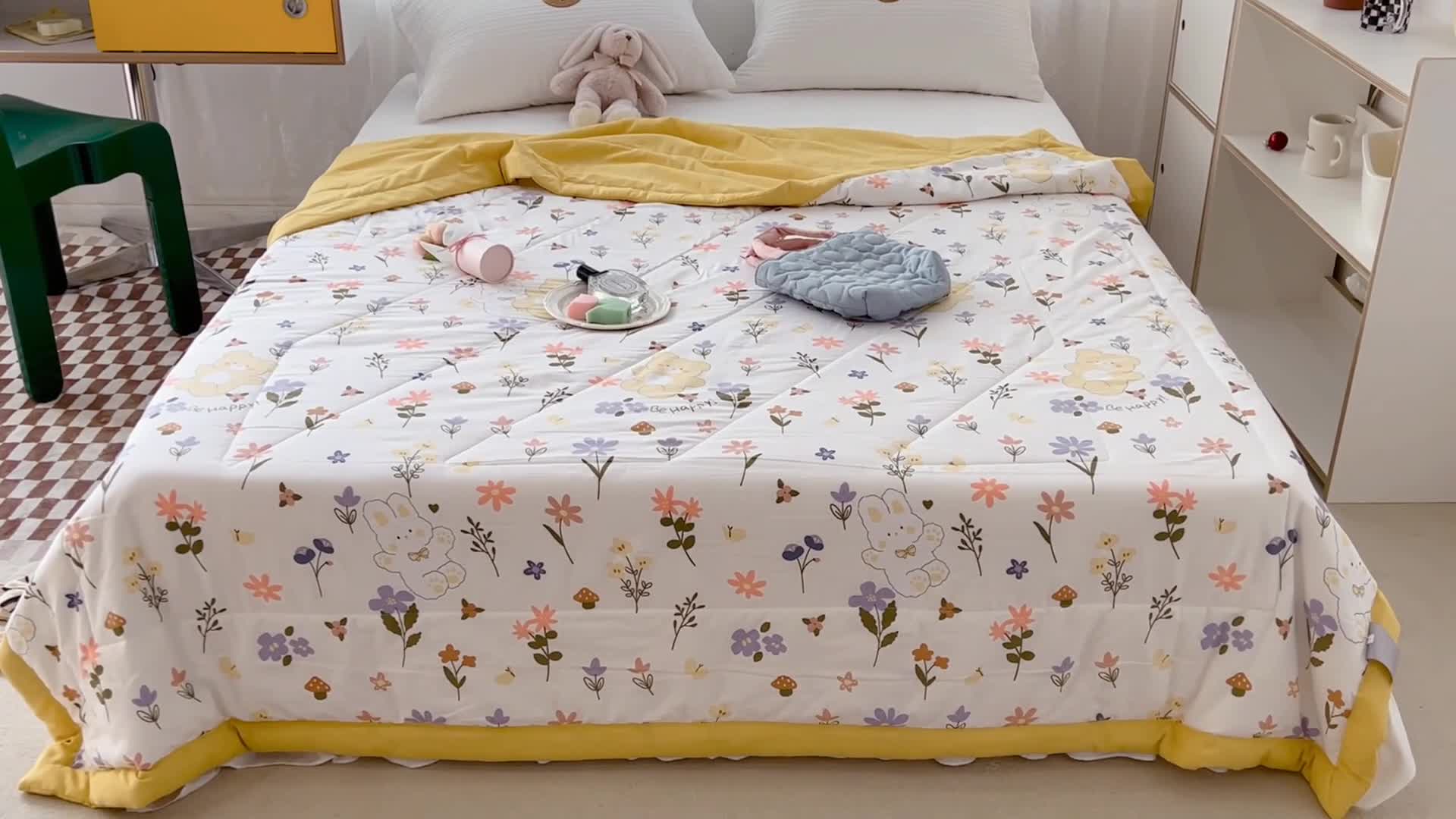 91家纺网 家纺一手货源 找家纺 昔可 2022新款水洗亲肤夏被子被芯 春游宝贝