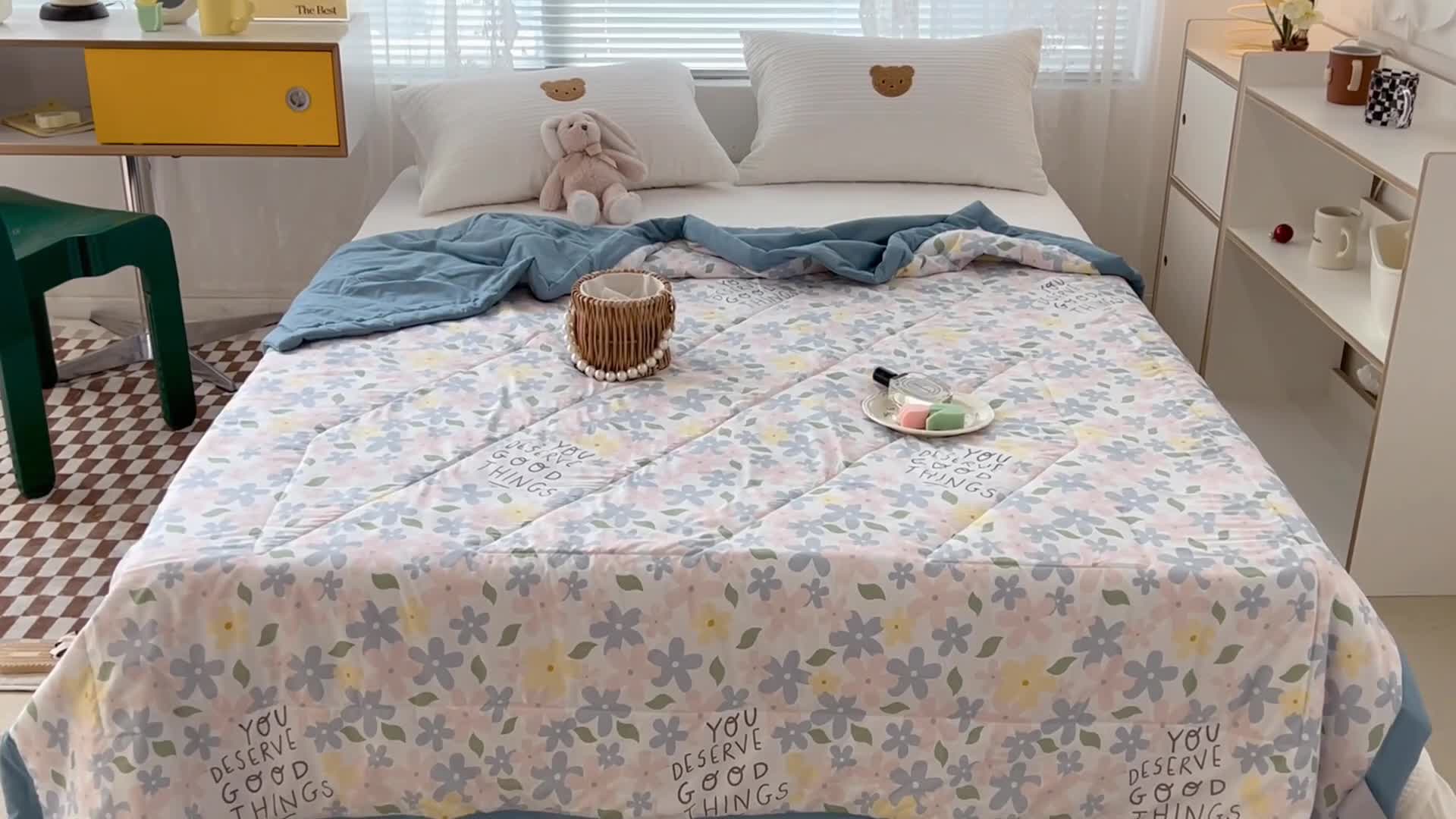 91家纺网 家纺一手货源 找家纺 昔可 2022新款水洗亲肤夏被子被芯 缤纷色彩