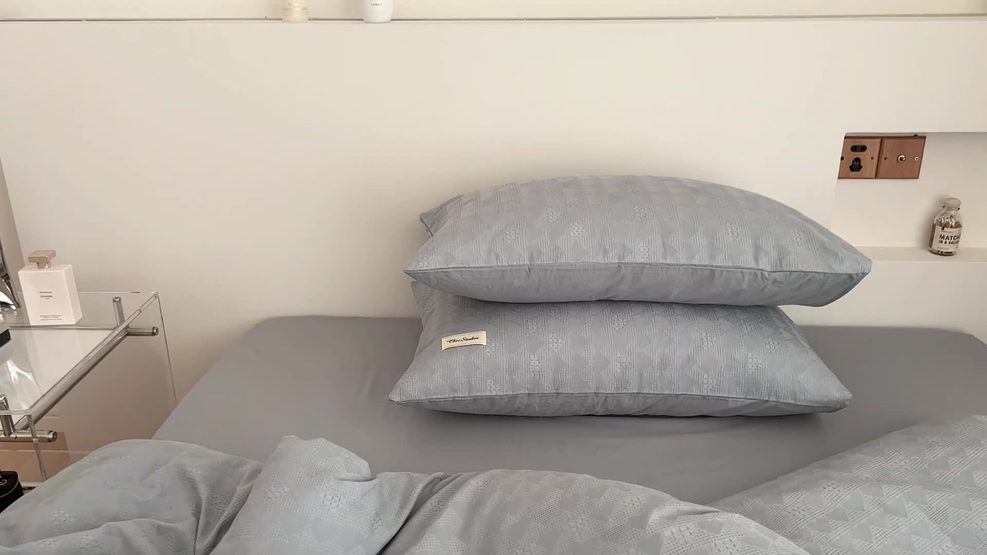 91家纺网 家纺一手货源 找家纺 （总）昔可 2022新款60支水洗棉华夫格提花四件套拍法二