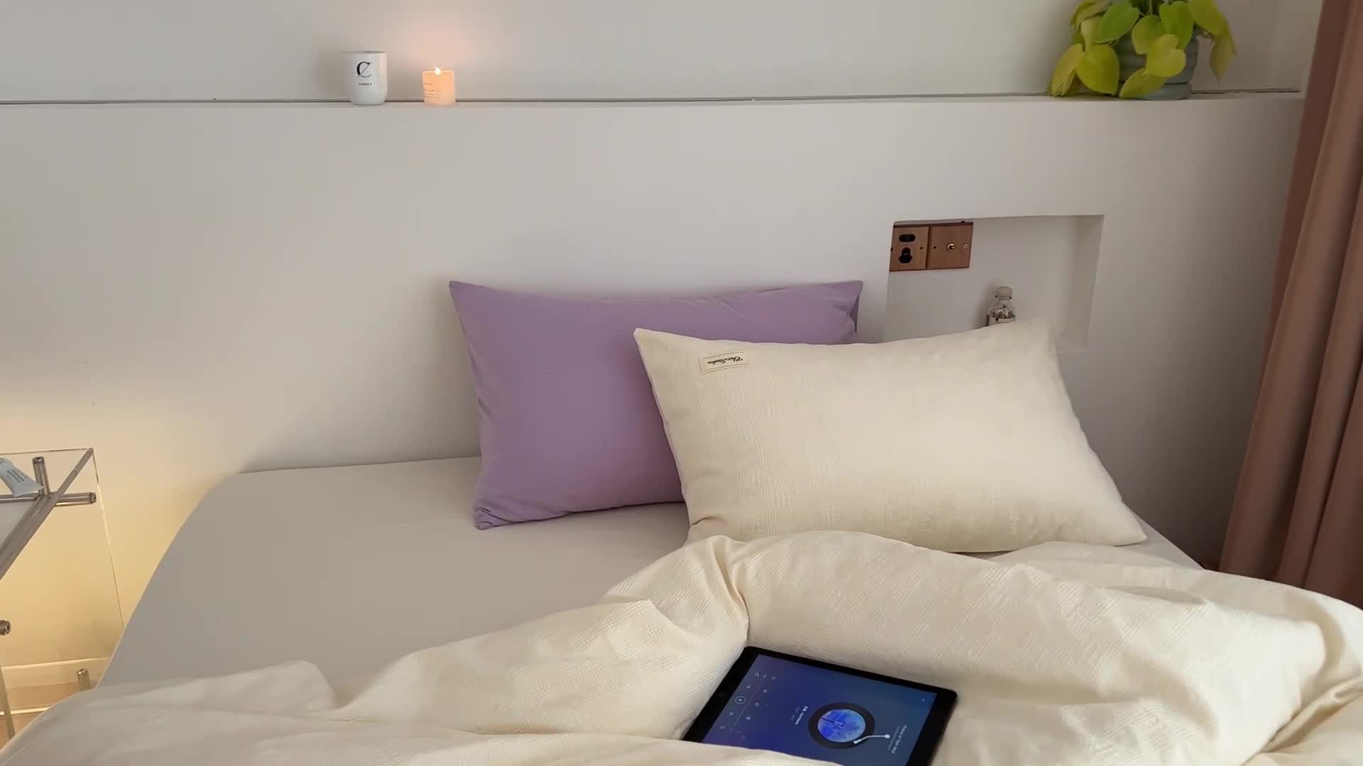 91家纺网 家纺一手货源 找家纺 昔可 2022新款60支水洗棉华夫格提花四件套拍法二 爱心米白