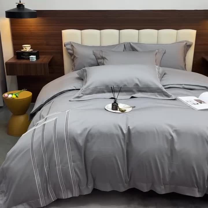 91家纺网 家纺一手货源 找家纺 （总）缔缦 2022新款100s澳棉刺绣系列四件套-布朗城堡