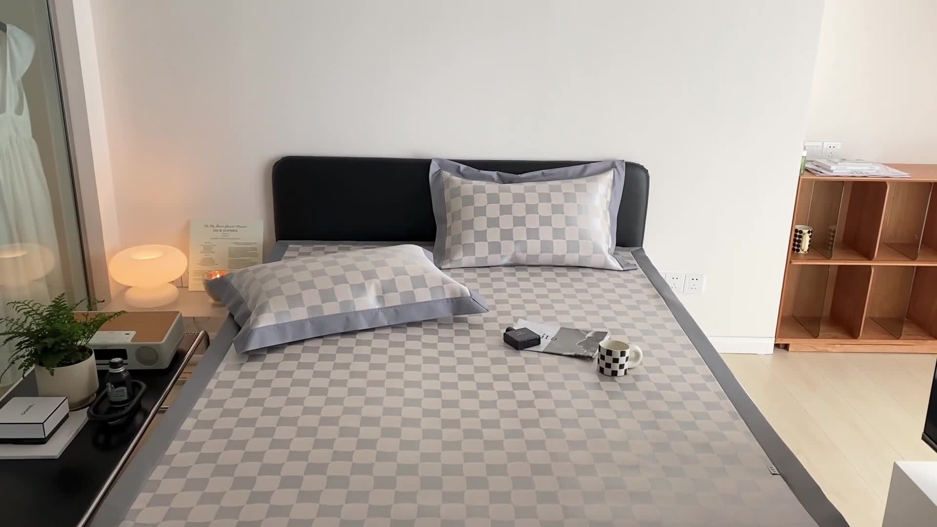 91家纺网 家纺一手货源 找家纺 昔可 2022新款900D水洗提花养生凉席 异形格-浅粉