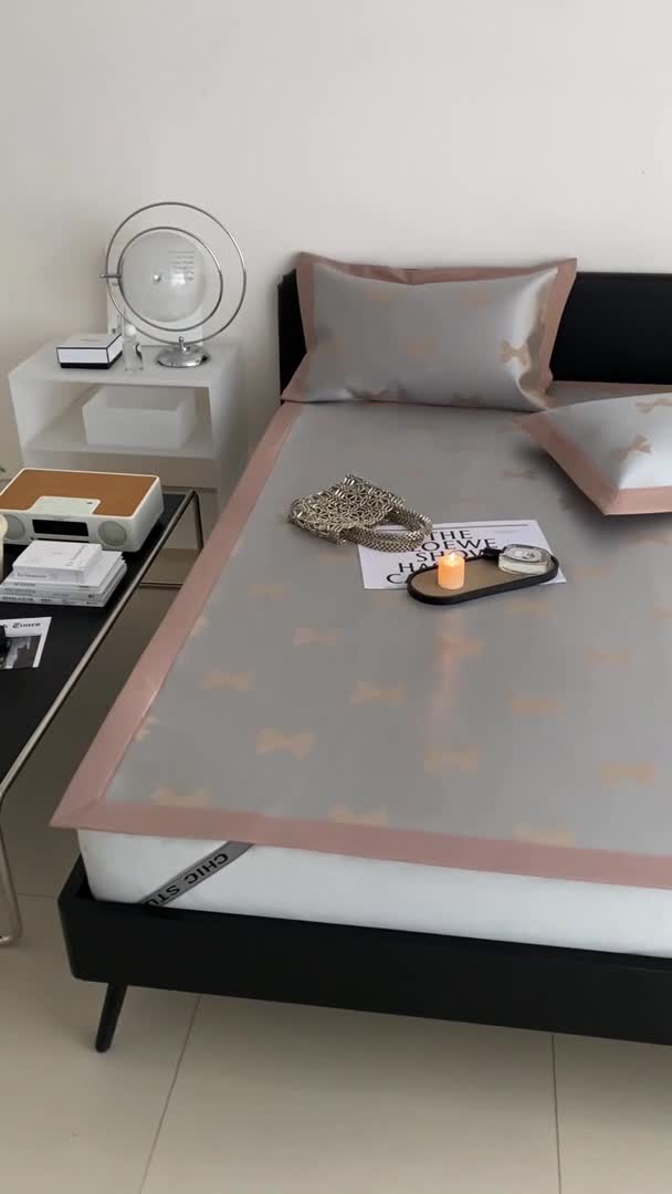 91家纺网 家纺一手货源 找家纺 昔可 2022新款900D水洗提花养生凉席 蝴蝶结