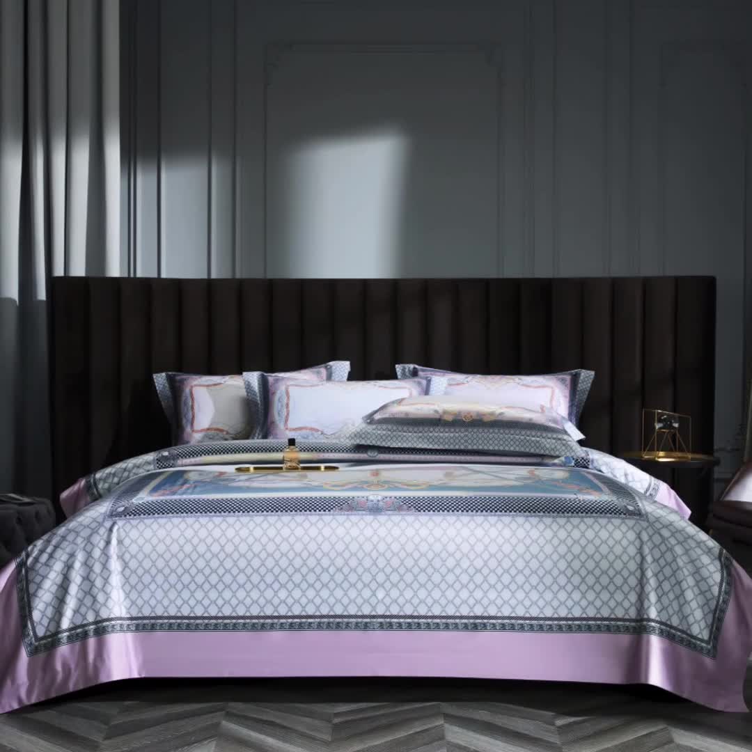 91家纺网 家纺一手货源 找家纺 缔缦家纺 2022新款长绒棉数码印花四件套 安琪