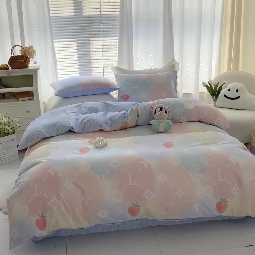 91家纺网 家纺一手货源 找家纺 优彩 2022新款全棉13372油画风系列四件套 恋爱旋律