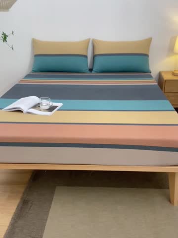 91家纺网 家纺一手货源 找家纺 雪云美 2024新款A类色织纯棉水洗棉100%新疆棉全棉床笠 斯诺克