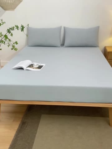 91家纺网 家纺一手货源 找家纺 雪云美 2024新款A类色织纯棉水洗棉100%新疆棉全棉床笠 清雅蓝