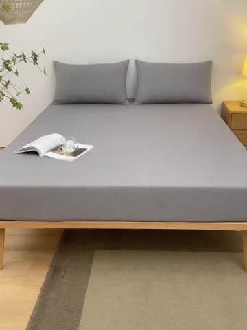 91家纺网 家纺一手货源 找家纺 雪云美 2024新款A类色织纯棉水洗棉100%新疆棉全棉床笠 冰山灰