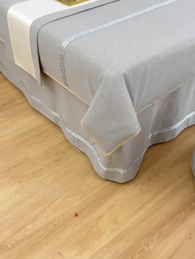 91家纺网 家纺一手货源 找家纺 莉人坊 2023彩棉麻美容床罩四件套批发 赫莲娜灰