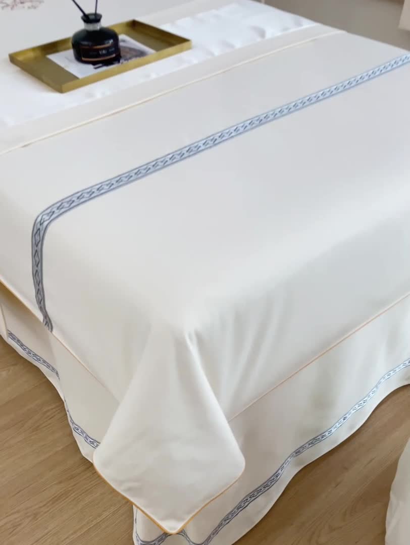 91家纺网 家纺一手货源 找家纺 莉人坊 2023彩棉麻美容床罩四件套批发 伊丽米黄