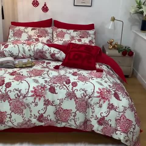 91家纺网 家纺一手货源 找家纺 用心 2022新款爆款家居数码印花四件套 爱丽丝