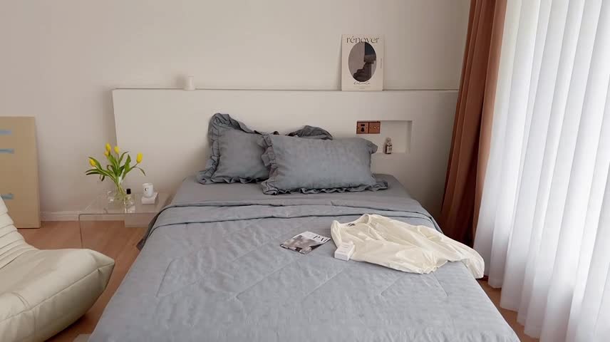 91家纺网 家纺一手货源 找家纺 昔可 2022新款60支水洗棉华夫格夏被 爱心雾霾蓝