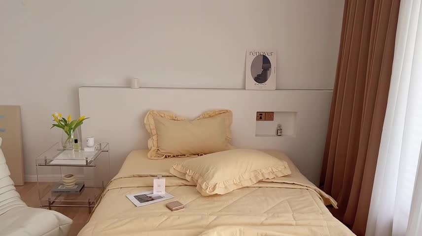 91家纺网 家纺一手货源 找家纺 昔可 2022新款60支水洗棉华夫格夏被 山茶嫩黄