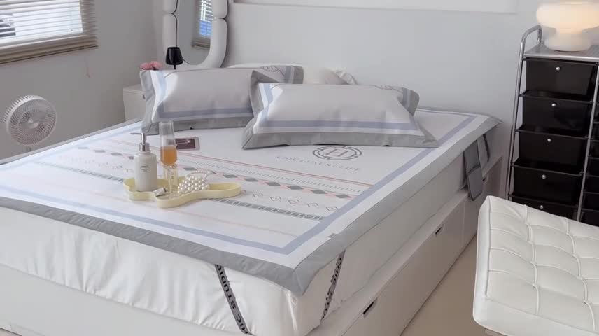 91家纺网 家纺一手货源 找家纺 昔可 2022新款大版数码水洗冰沐丝凉席 海派夏日