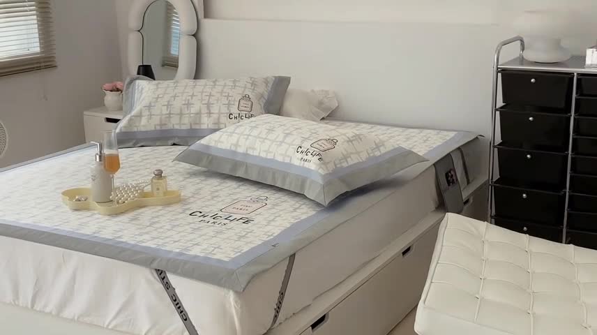 91家纺网 家纺一手货源 找家纺 昔可 2022新款大版数码水洗冰沐丝凉席 夏日香水