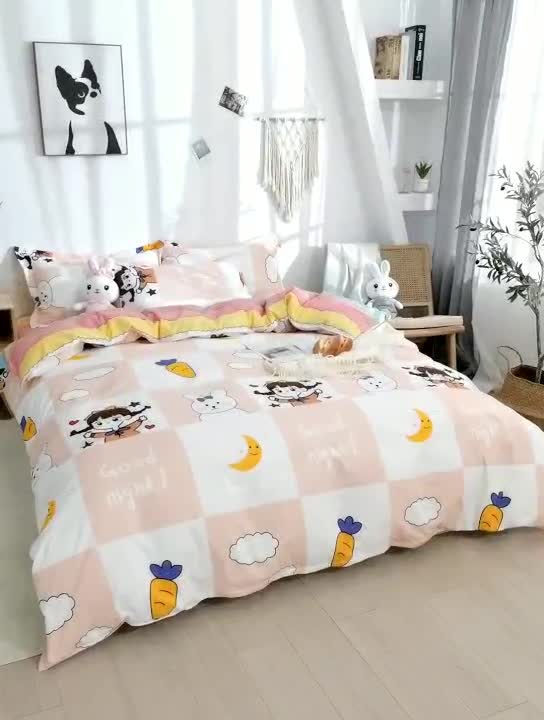 91家纺网 家纺一手货源 找家纺 曼璐家纺 2025新款芦荟棉床单款四件套 小可爱