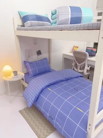 91家纺网 家纺一手货源 找家纺 牛魔王 2022新款12868大学生全棉三件套羽丝棉六件套 简约之约