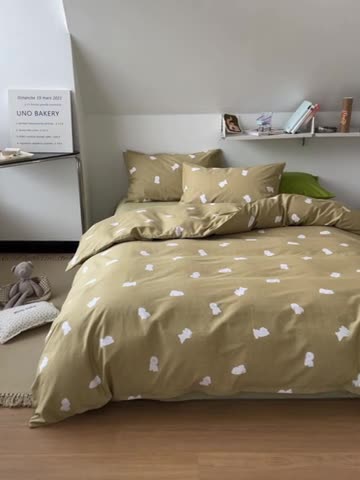 91家纺网 家纺一手货源 找家纺 棉眠 2022春夏新款全棉混搭四件套 NiNi狗（枕套默认混搭）