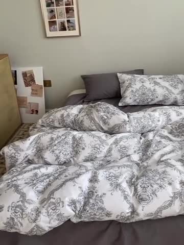 91家纺网 家纺一手货源 找家纺 棉眠 2022春夏新款全棉混搭四件套 海莉夫人（枕套可混搭可碎花）