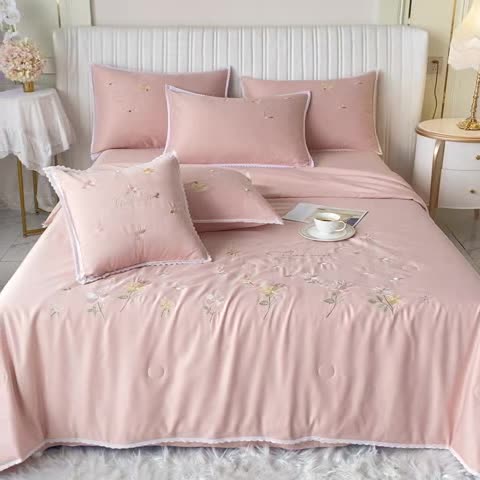 91家纺网 家纺一手货源 找家纺 （总）安妮家居 2022新款水洗真丝夏被四件套