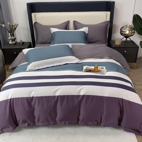 91家纺网 家纺一手货源 找家纺 品乐2023新100支云锦臻丝高清数码长绒棉四件套 唯 一蓝