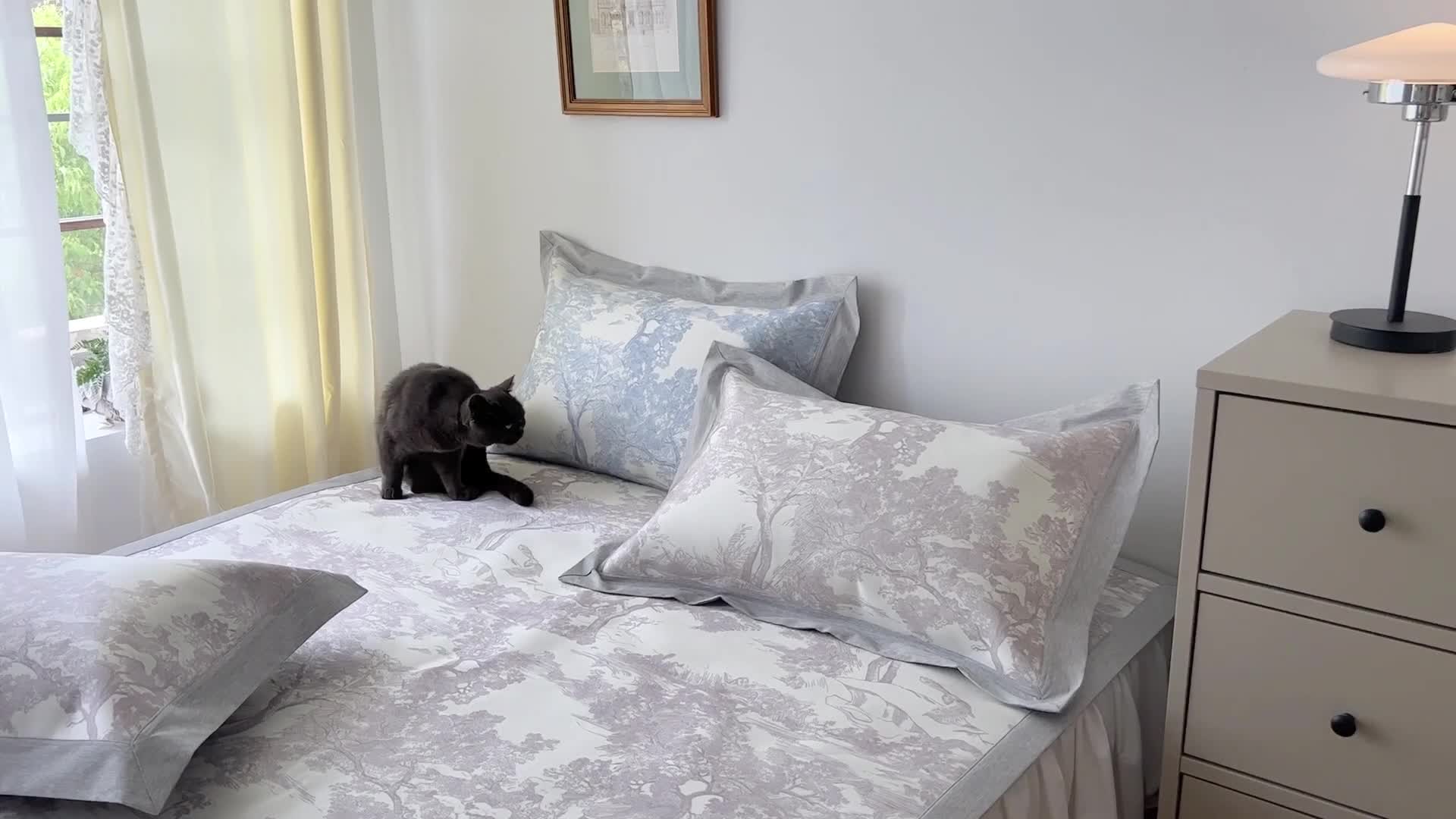 91家纺网 家纺一手货源 找家纺 时年 2022新款水洗冰露丝养生席凉席 伊纹-灰