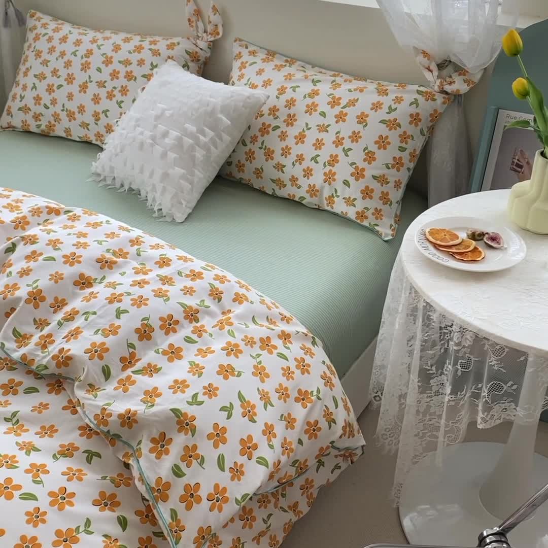 91家纺网 家纺一手货源 找家纺 （总）一米阳光 2022新款镶边兔耳朵工艺款系列四件套