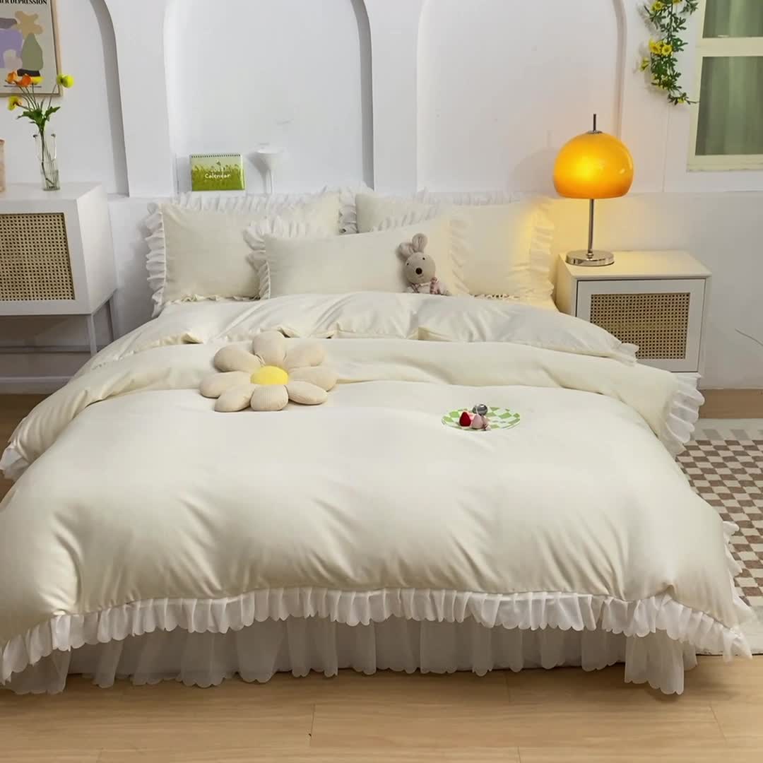 91家纺网 家纺一手货源 找家纺 梦之岛 2022新款挚爱水洗真丝四件套 挚爱-奶黄