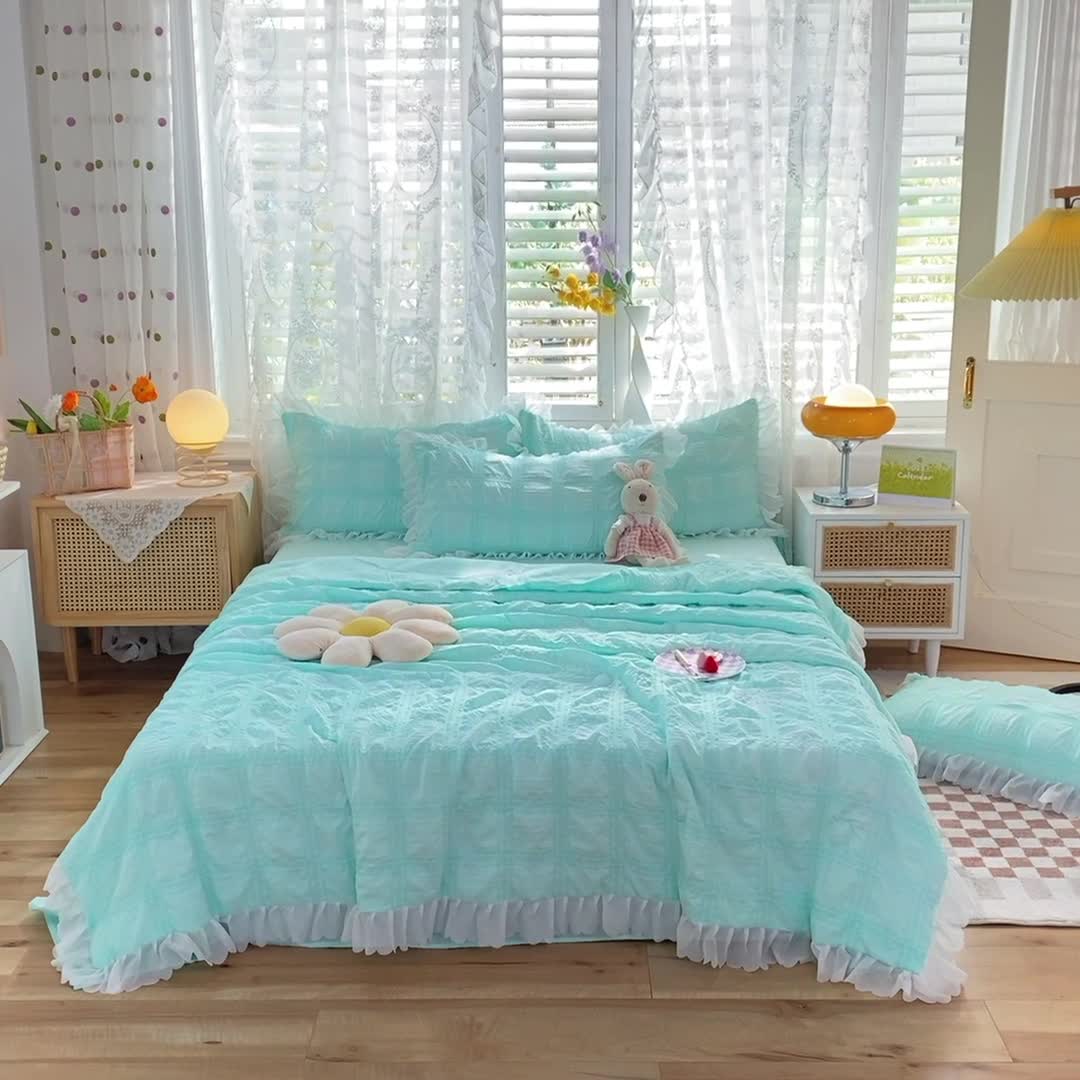 91家纺网 家纺一手货源 找家纺 （总）梦之岛 2022新款泡泡亲肤公主风夏被四件套