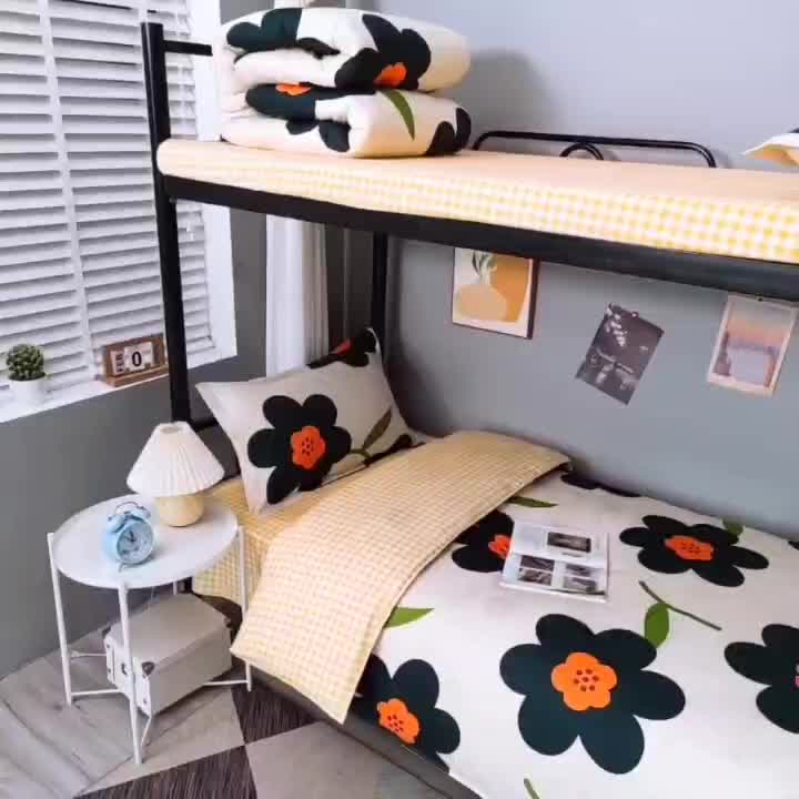 91家纺网 家纺一手货源 找家纺 曼璐2025芦荟棉学生寝室架子床套件宿舍1.5 春暖花开-米