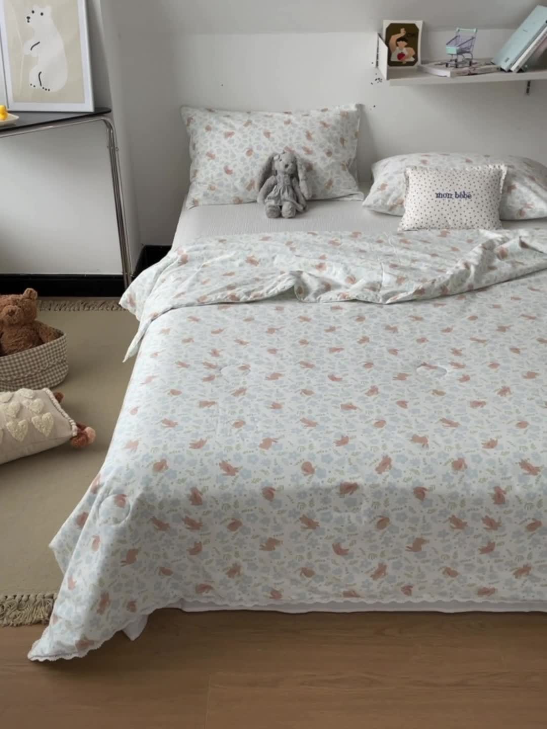 91家纺网 家纺一手货源 找家纺 棉眠 2022新款13070全棉碎花系列夏被 月小野