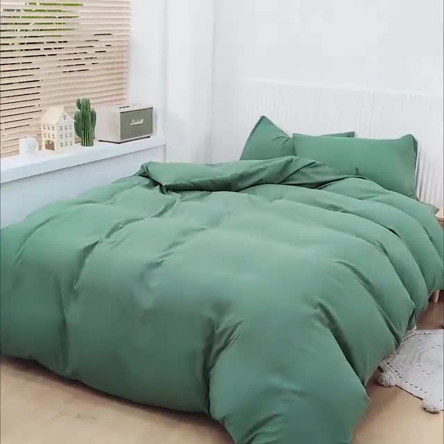 91家纺网 家纺一手货源 找家纺 乐居坊 2023新款纯色忆丝棉四件套 香菲-军绿