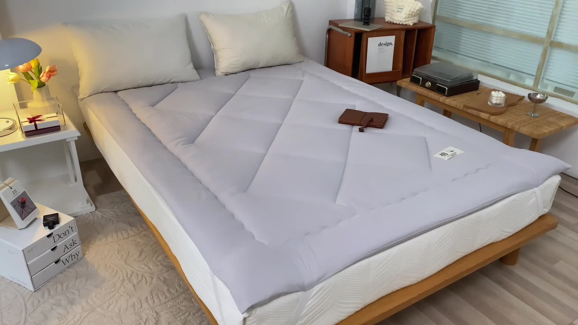 91家纺网 家纺一手货源 找家纺 棉造家居 2022新款新疆棉棉花床褥床垫 灰色