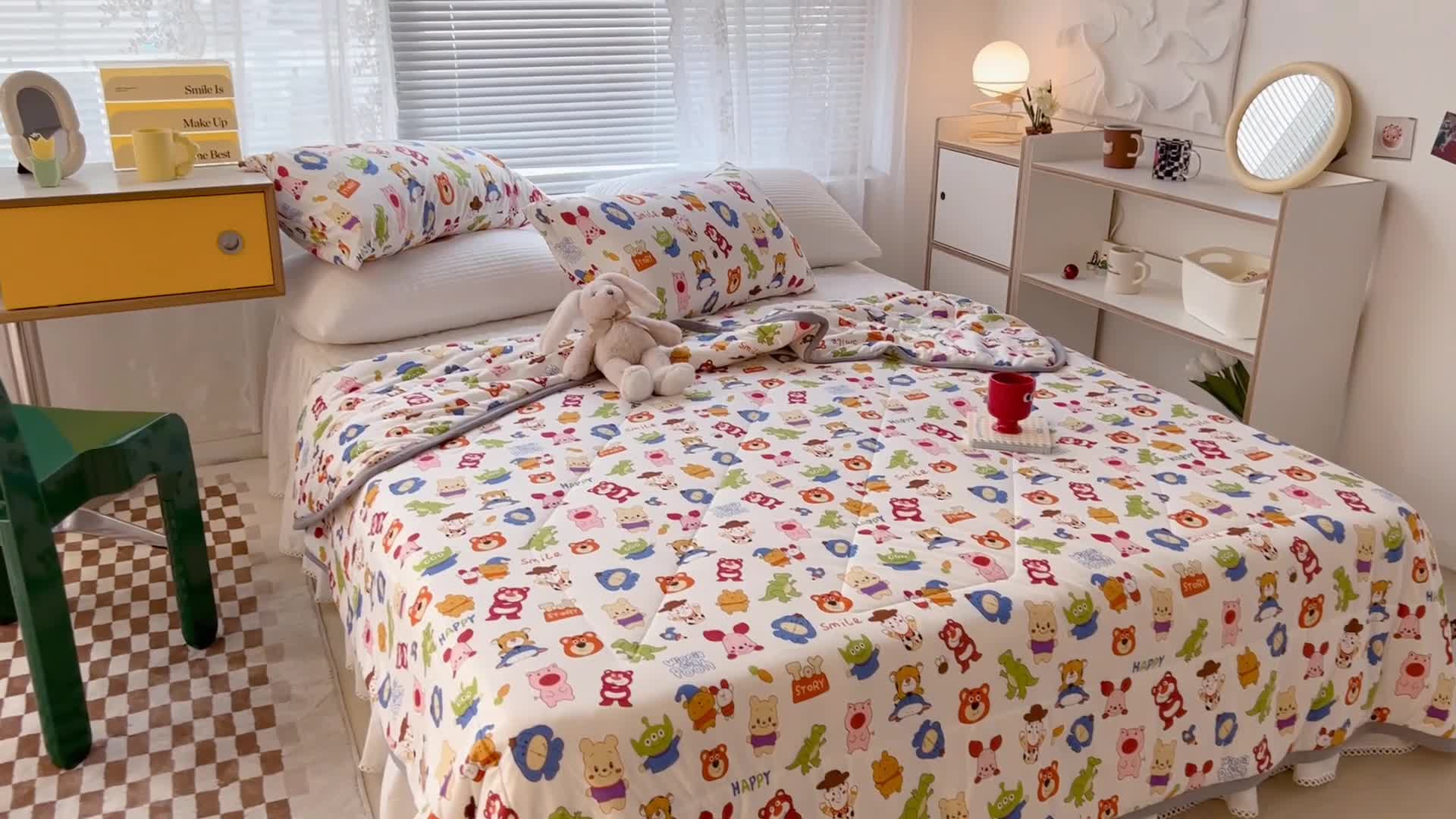 91家纺网 家纺一手货源 找家纺 昔可 2022新款包边牛奶丝针织夏被 小乐园