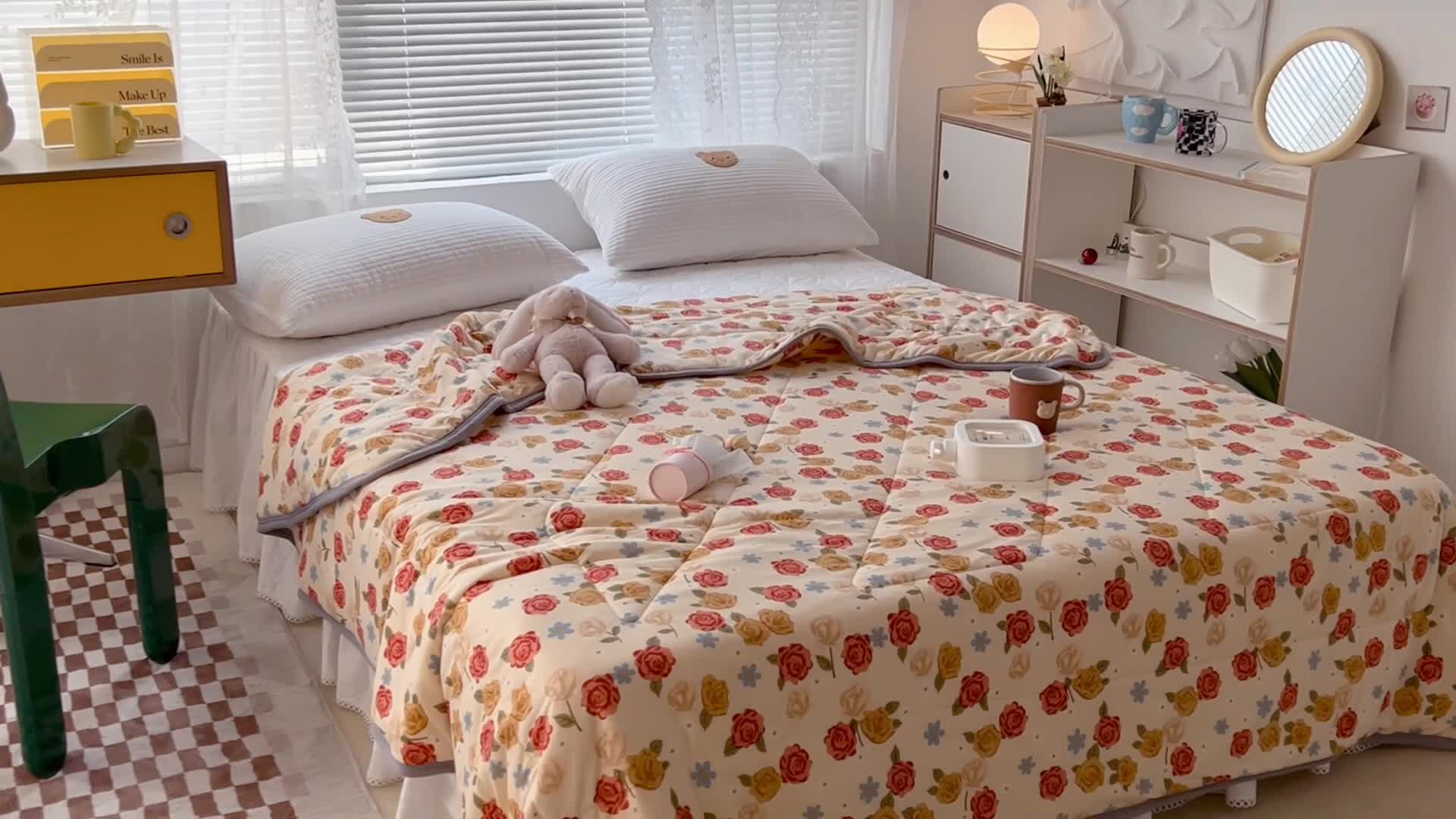 91家纺网 家纺一手货源 找家纺 昔可 2022新款包边牛奶丝针织夏被 夏日玫瑰