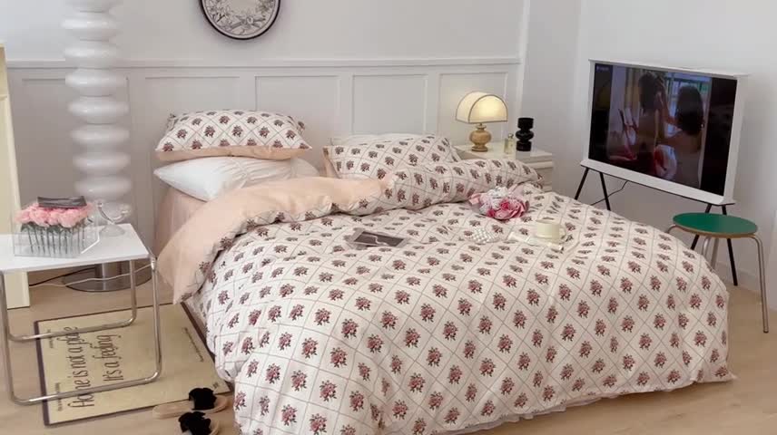 91家纺网 家纺一手货源 找家纺 昔可 2022新款全棉梦幻花园系列印花四件套 南法假日