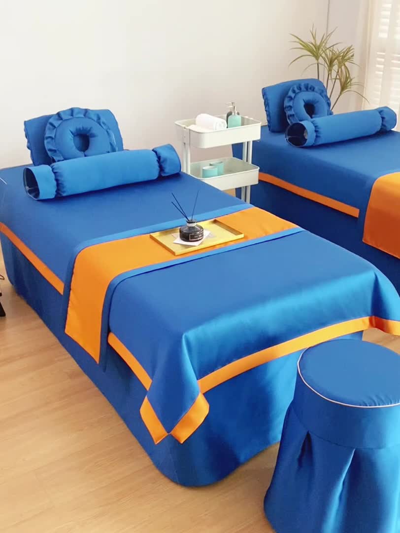 91家纺网 家纺一手货源 找家纺 莉人坊美容床罩批发 2023贵妃段天丝美容床罩四件套 梵高宝蓝