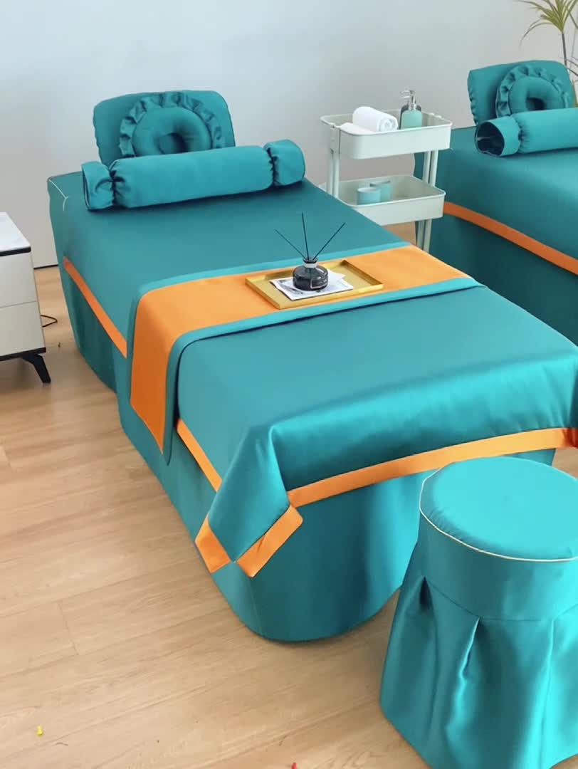 91家纺网 家纺一手货源 找家纺 莉人坊美容床罩批发 2023贵妃段天丝美容床罩四件套 伦敦黛绿