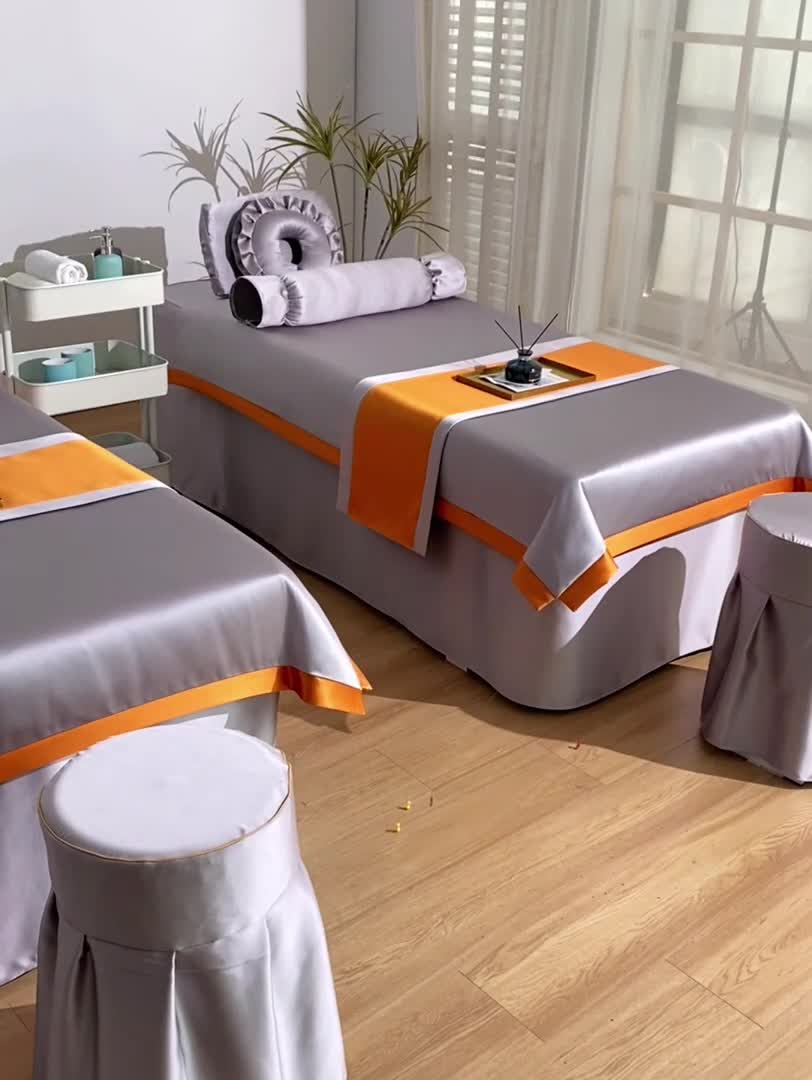 91家纺网 家纺一手货源 找家纺 莉人坊美容床罩批发 2023贵妃段天丝美容床罩四件套 摩登雅灰