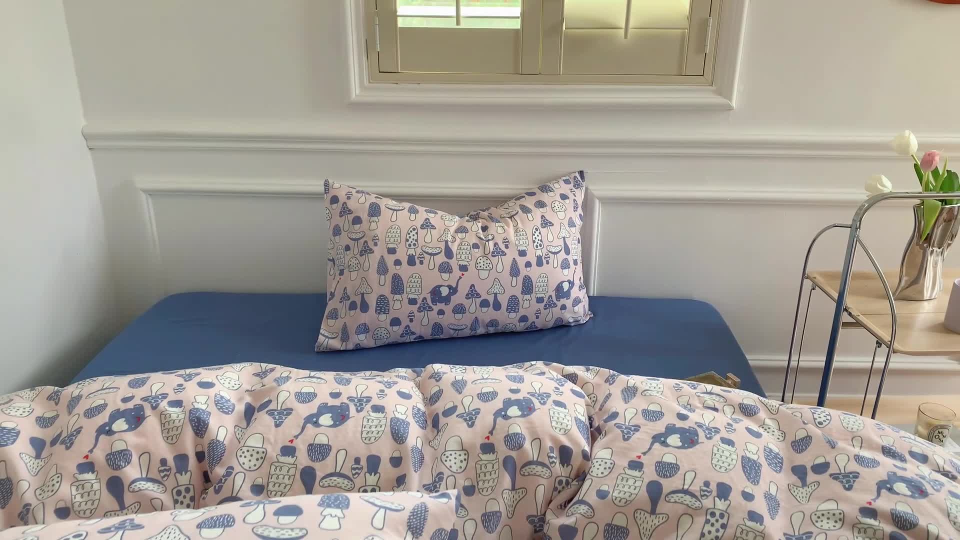 91家纺网 家纺一手货源 找家纺 黛馨 2025新款A类小清新双层纱四件套（实拍） 小菇象