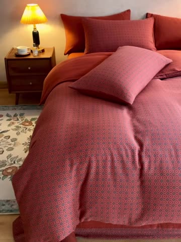 91家纺网 家纺一手货源 找家纺 黛馨 2023新款复古双层纱四件套 紫苏-2