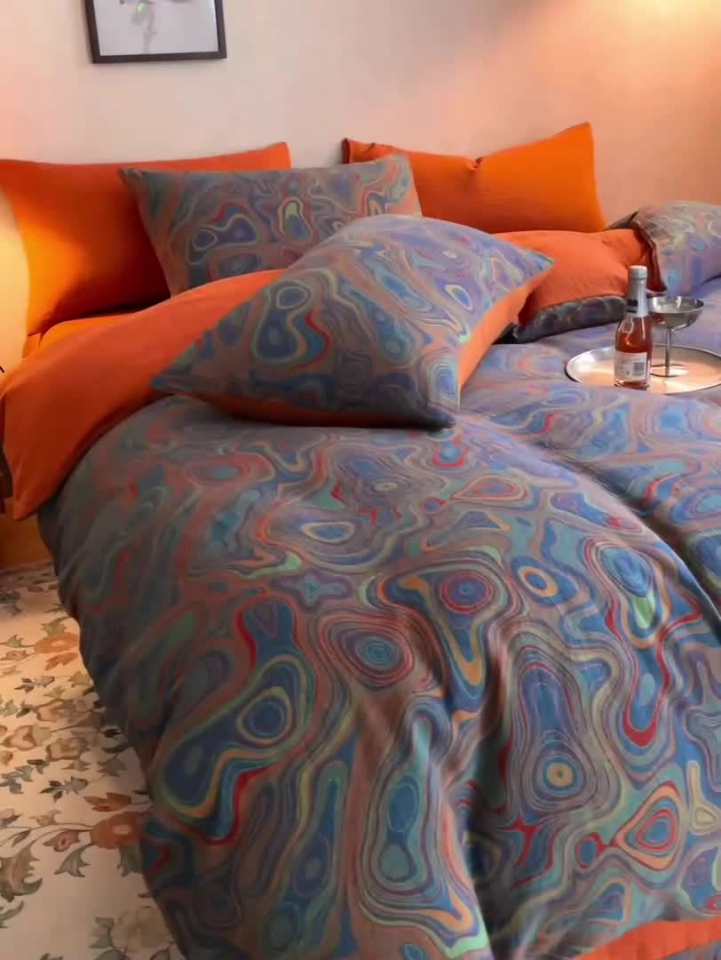 91家纺网 家纺一手货源 找家纺 黛馨 2023新款复古双层纱四件套 圆舞序曲-2