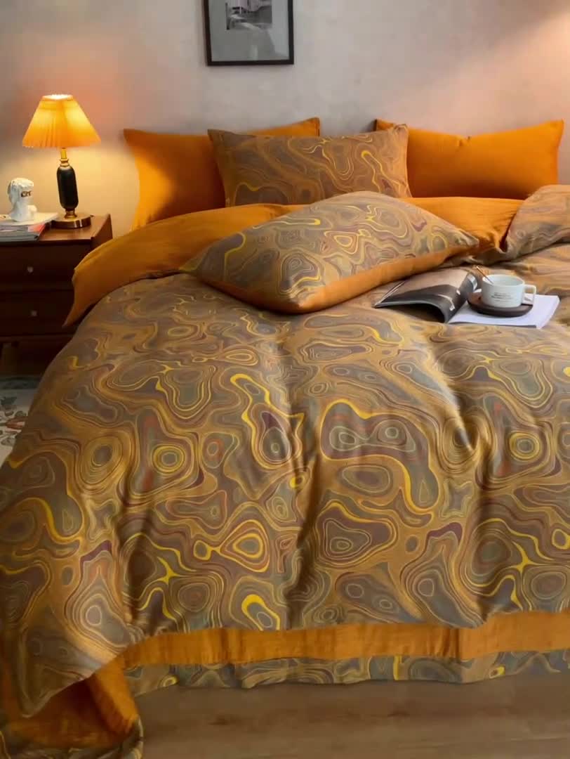 91家纺网 家纺一手货源 找家纺 黛馨 2023新款复古双层纱四件套 圆梦序曲-1