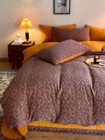 91家纺网 家纺一手货源 找家纺 黛馨 2023新款复古双层纱四件套 小梅花-1