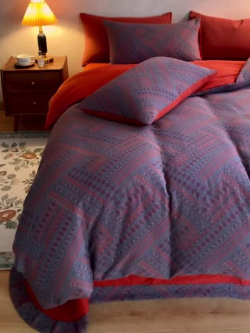 91家纺网 家纺一手货源 找家纺 黛馨 2023新款复古双层纱四件套 宝莉娅-1