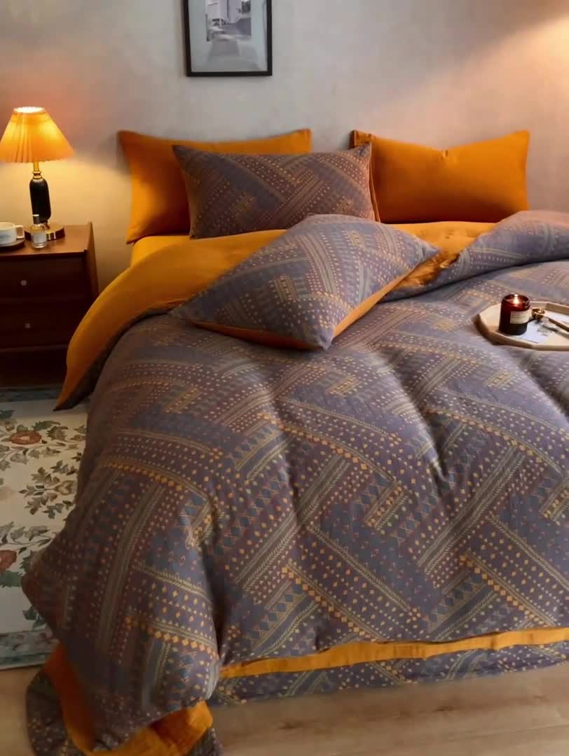 91家纺网 家纺一手货源 找家纺 黛馨 2023新款复古双层纱四件套 爱在西元前-1